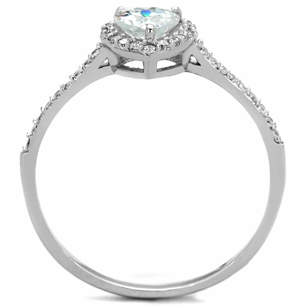 Sterling Silver CZ Round Heart Halo Pave Ring view 9