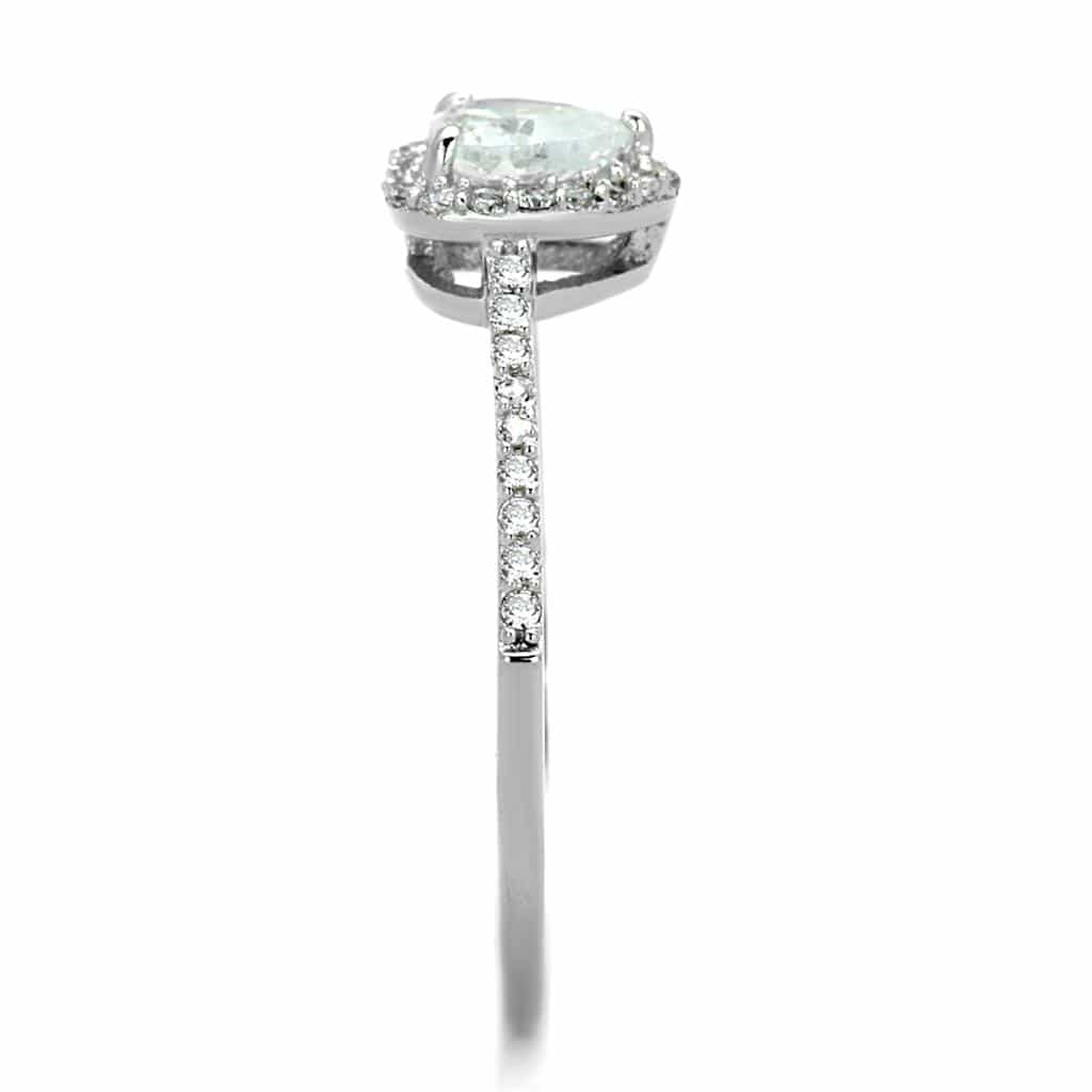 Sterling Silver CZ Round Heart Halo Pave Ring view 10