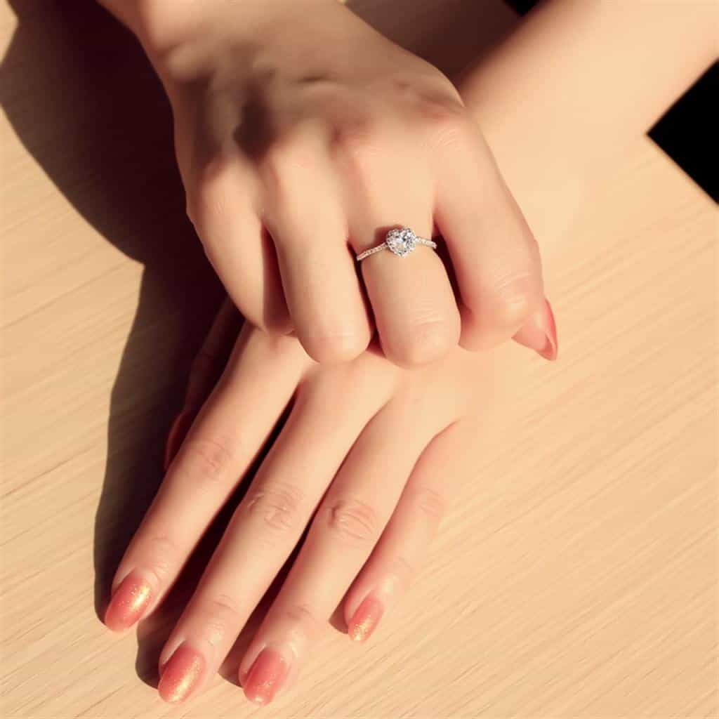 Sterling Silver CZ Round Heart Halo Pave Ring view 12