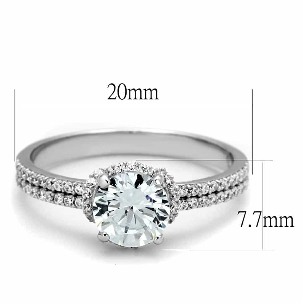 Sterling Silver CZ Round Cushion Halo Double Pave Ring view 2