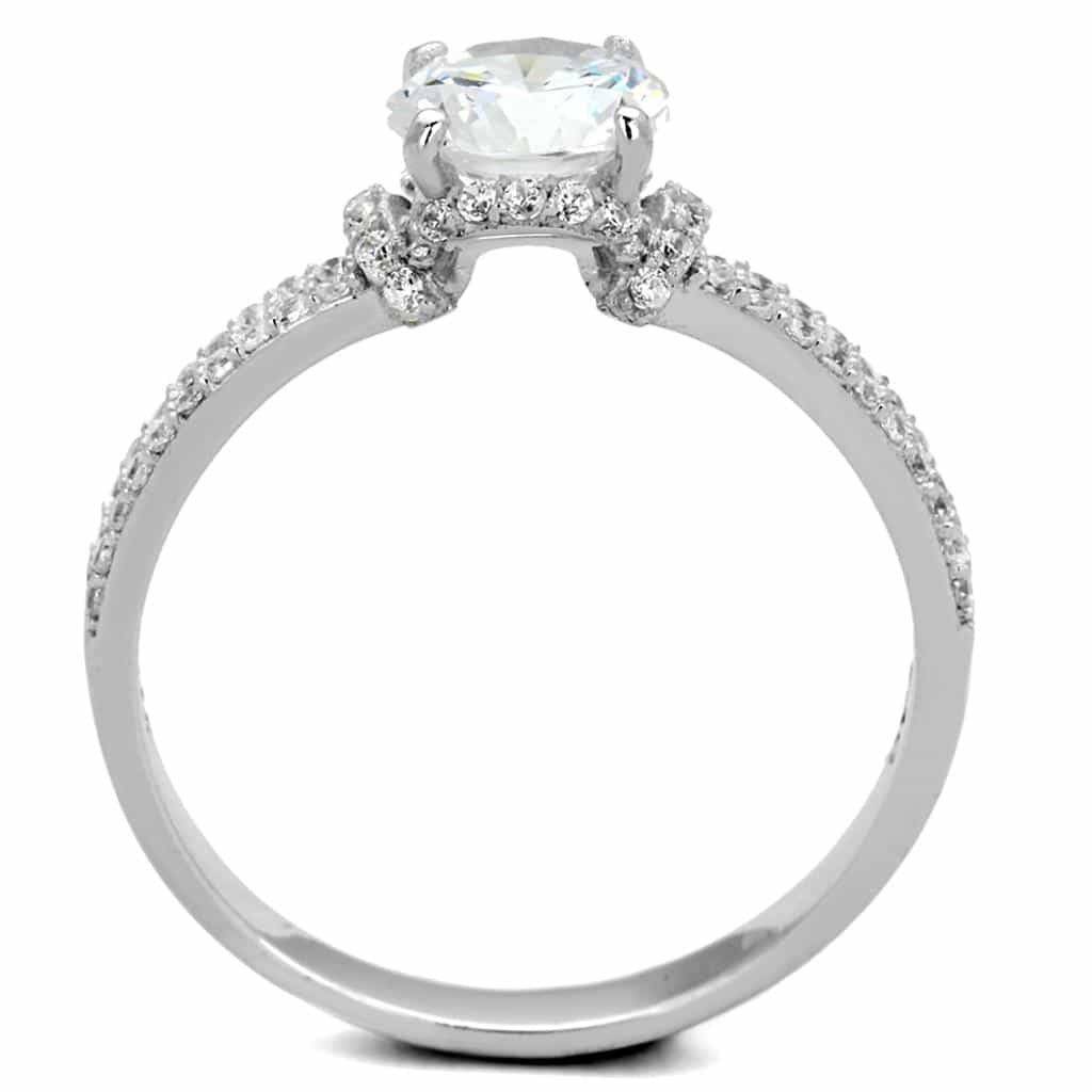 Sterling Silver CZ Round Cushion Halo Double Pave Ring view 8