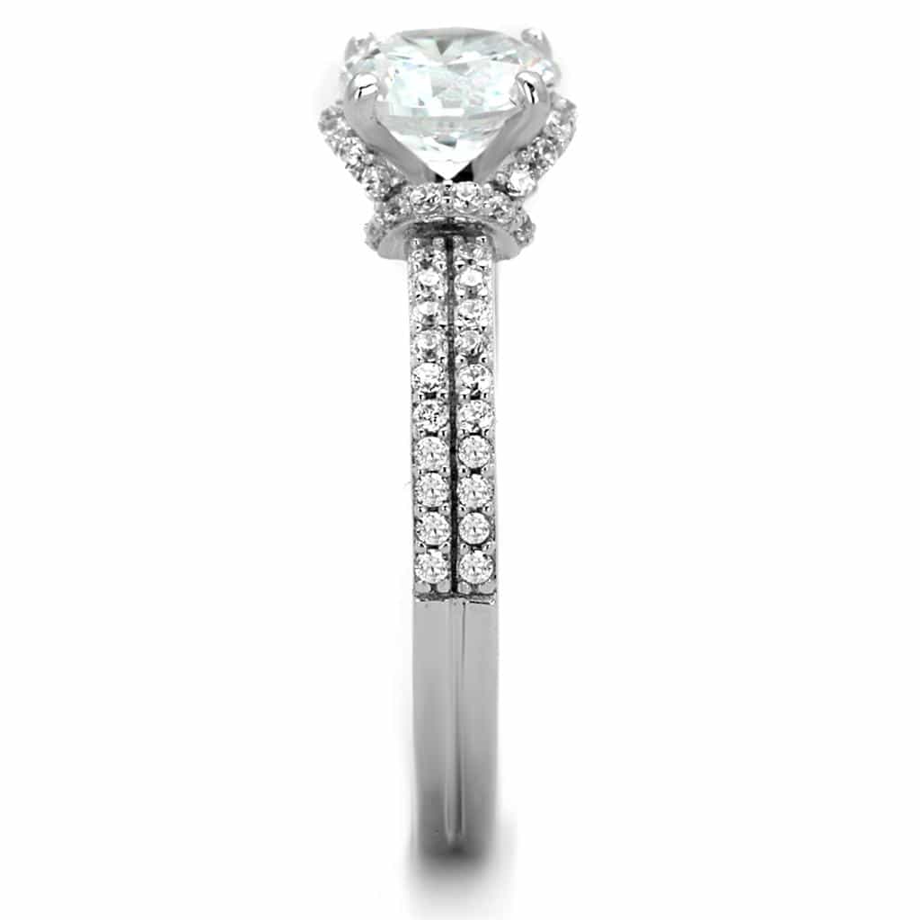 Sterling Silver CZ Round Cushion Halo Double Pave Ring view 9