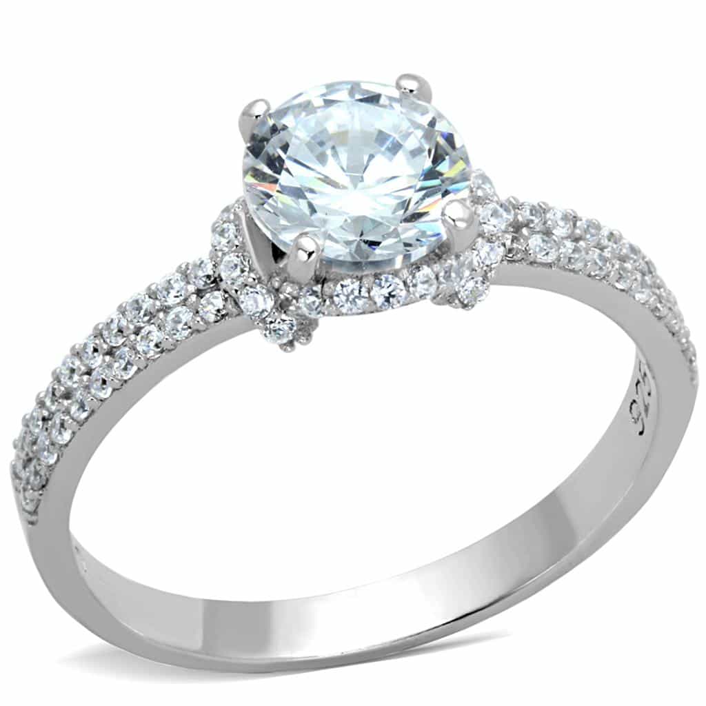 Sterling Silver CZ Round Cushion Halo Double Pave Ring view 5