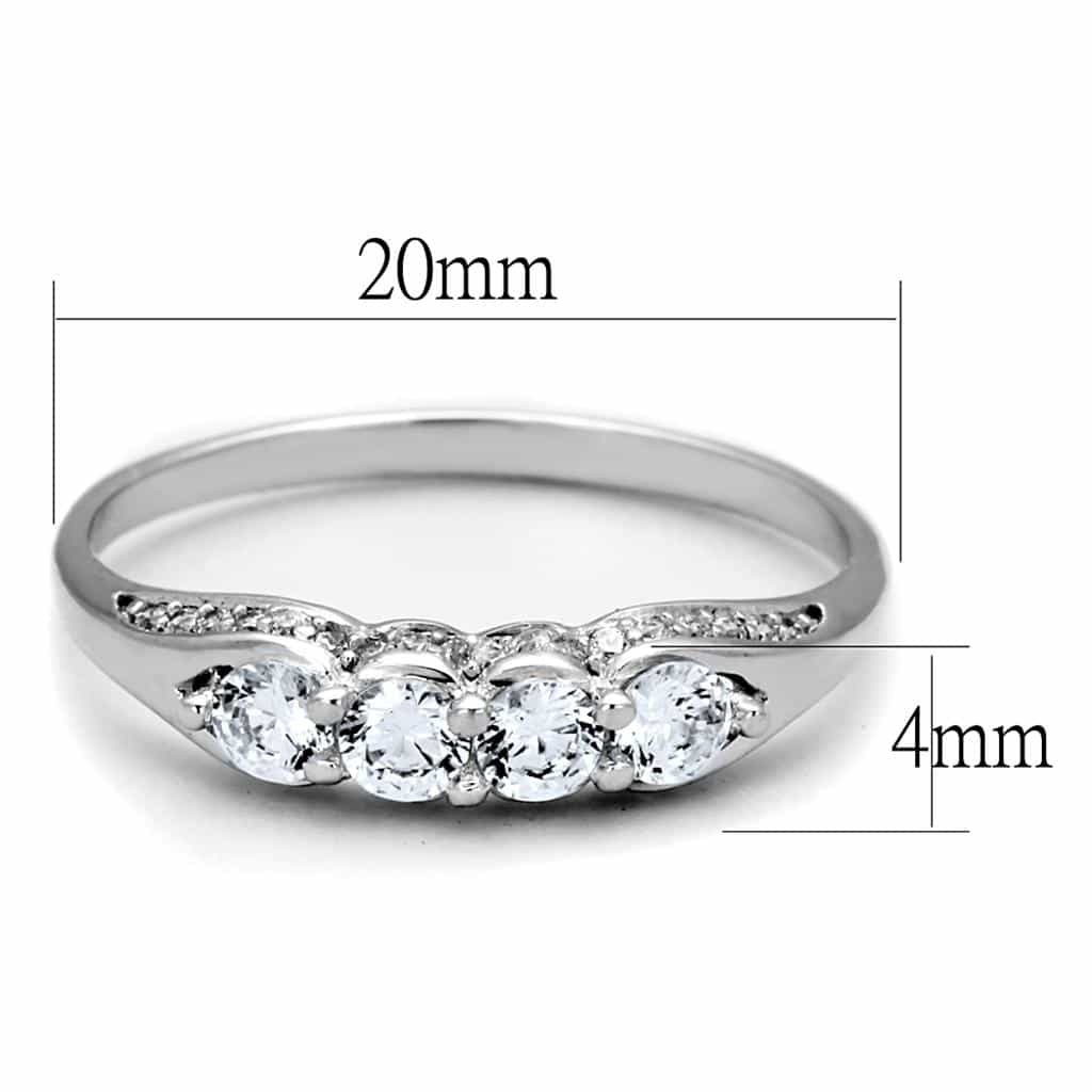 Sterling Silver CZ Round Vine Leaf Accent Thin Ring view 7