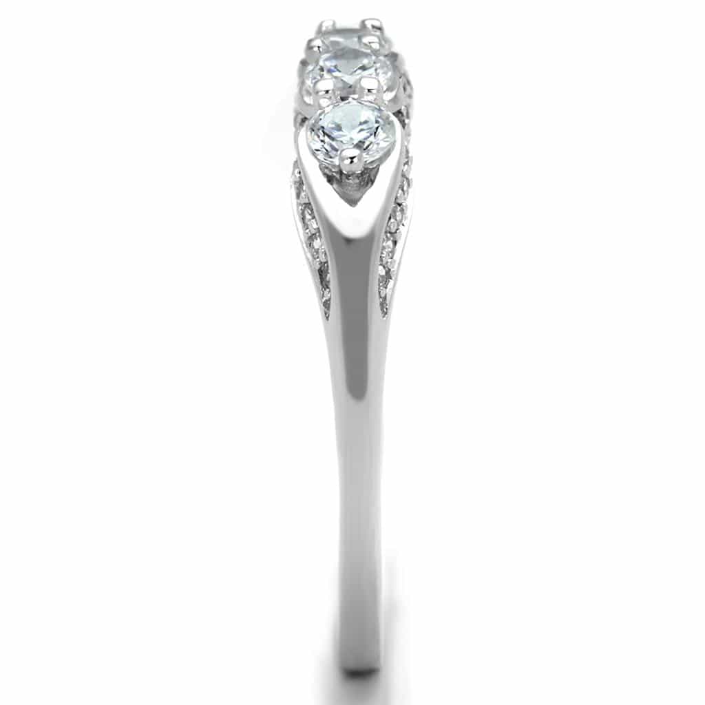 Sterling Silver CZ Round Vine Leaf Accent Thin Ring view 4