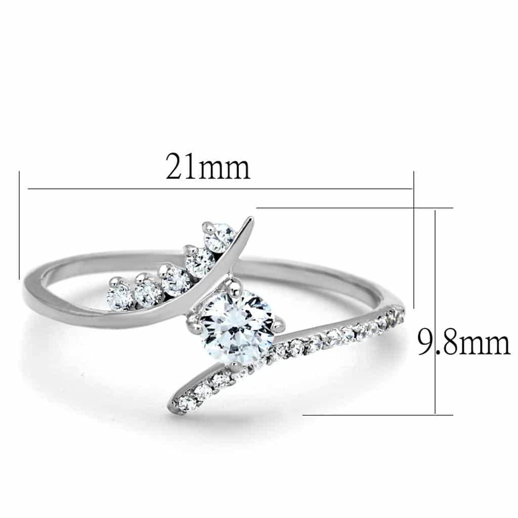 Sterling Silver CZ Shooting Star Bypass Thin Ring view 7