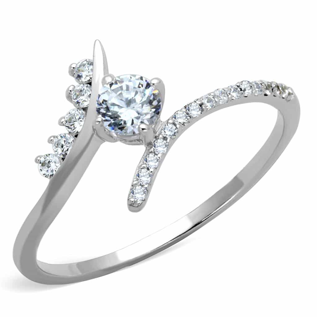 Sterling Silver CZ Shooting Star Bypass Thin Ring view 10