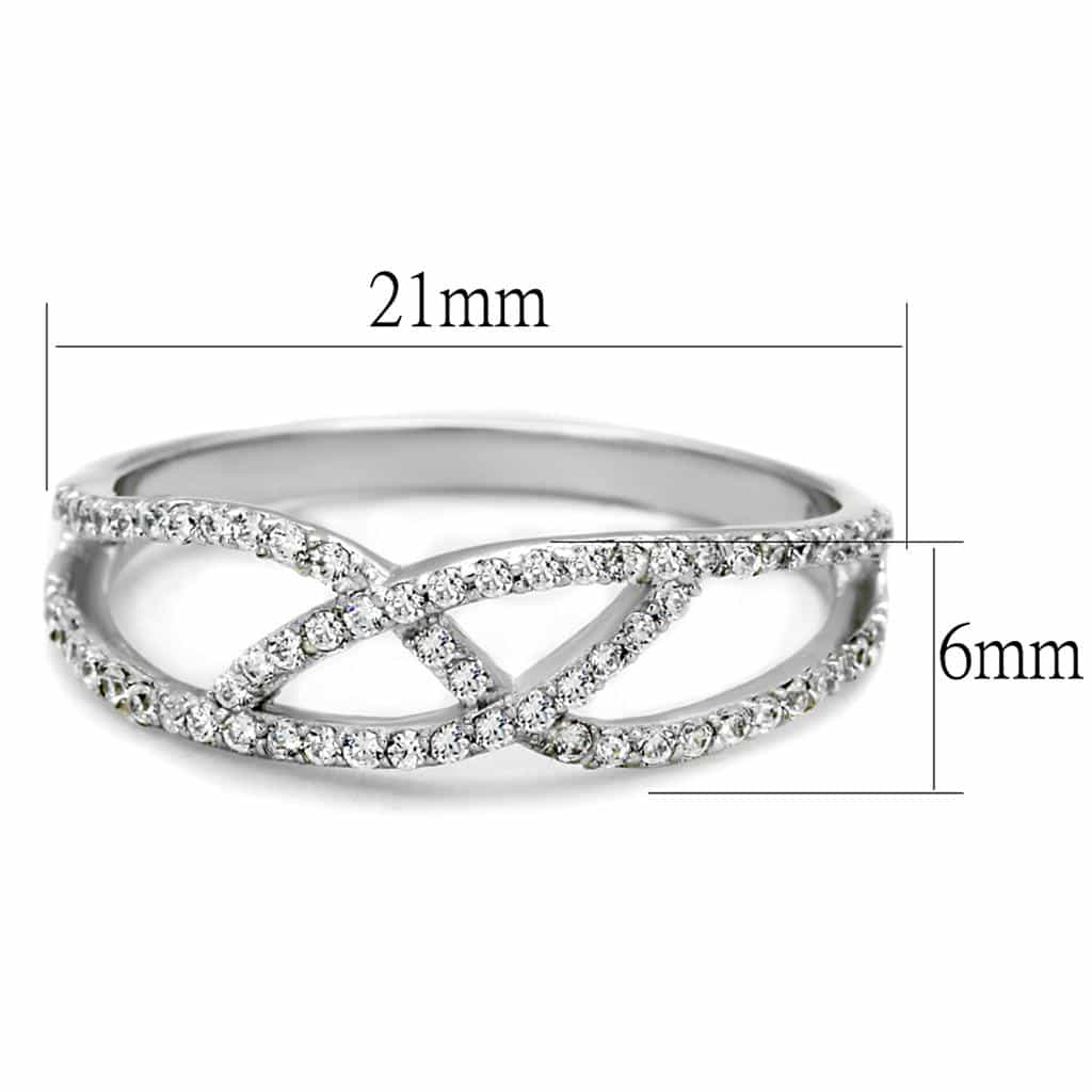 Sterling Silver CZ Pave Infinity Crossover Ring view 2