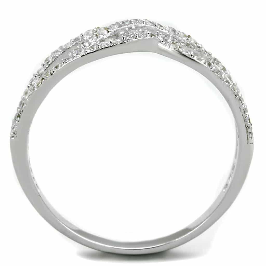 Sterling Silver CZ Pave Infinity Crossover Ring view 8