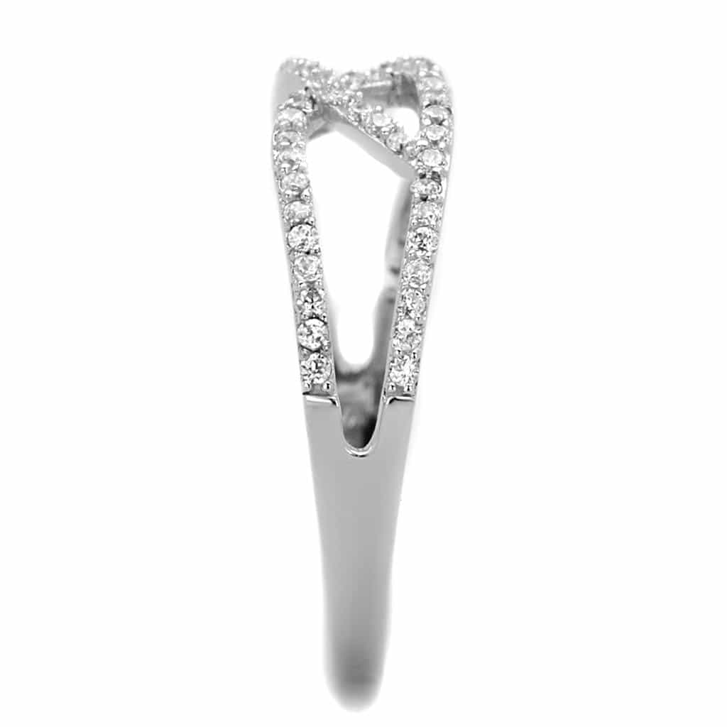 Sterling Silver CZ Pave Infinity Crossover Ring view 9