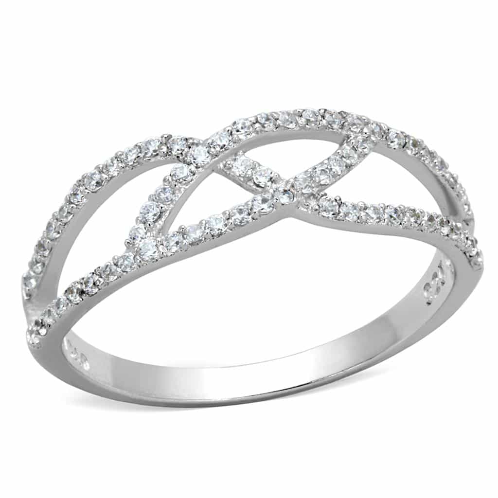 Sterling Silver CZ Pave Infinity Crossover Ring view 5