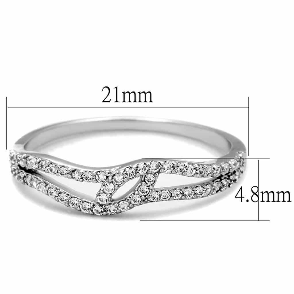 Sterling Silver CZ Infinity Wave Bypass Thin Ring view 2
