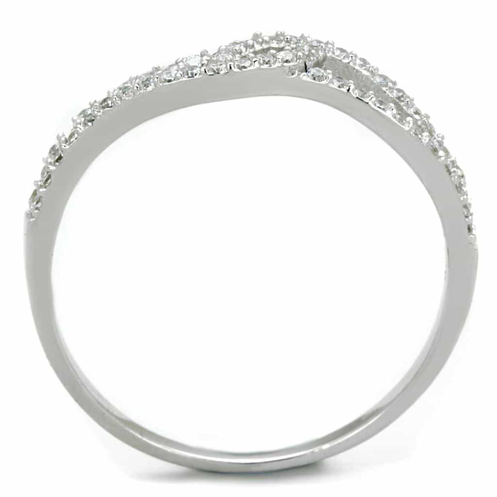 Sterling Silver CZ Infinity Wave Bypass Thin Ring view 3