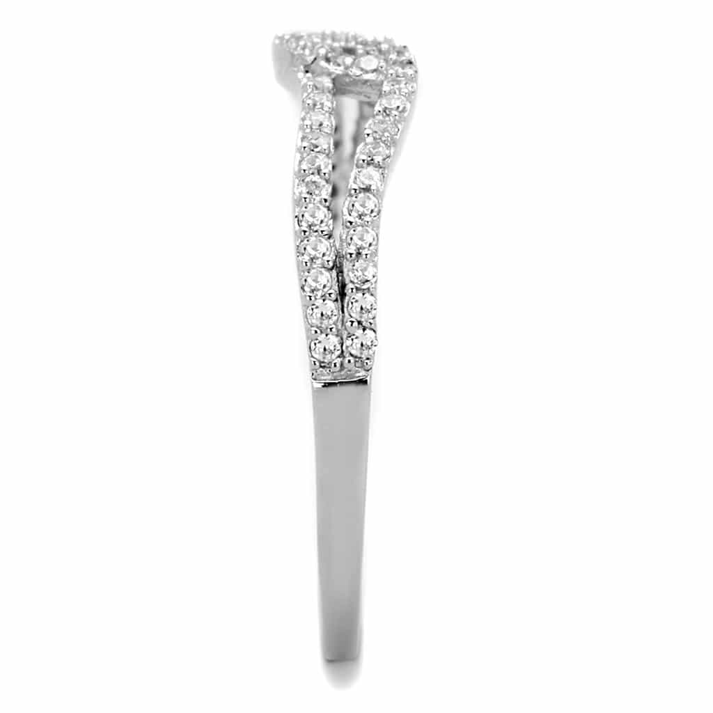 Sterling Silver CZ Infinity Wave Bypass Thin Ring view 9
