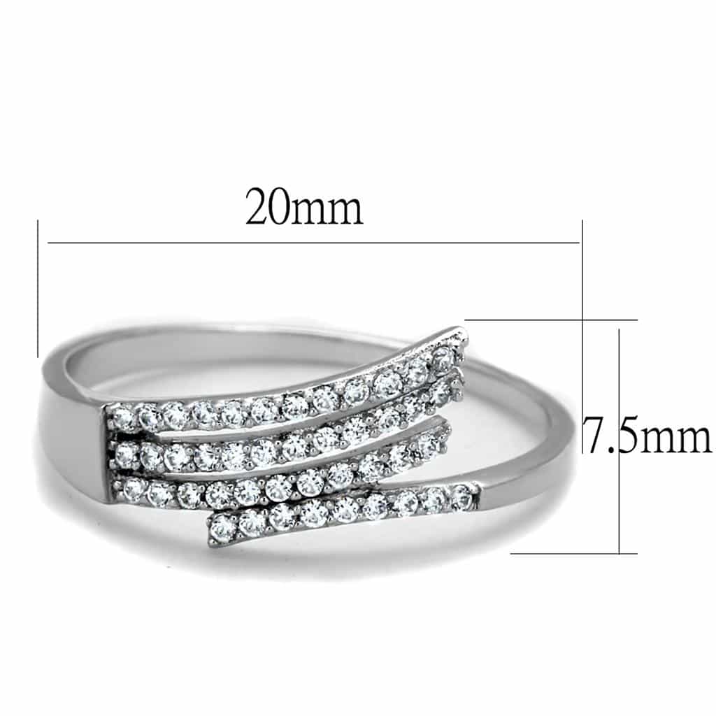 Sterling Silver CZ Pave Triple Row Diagonal Wide Ring view 7