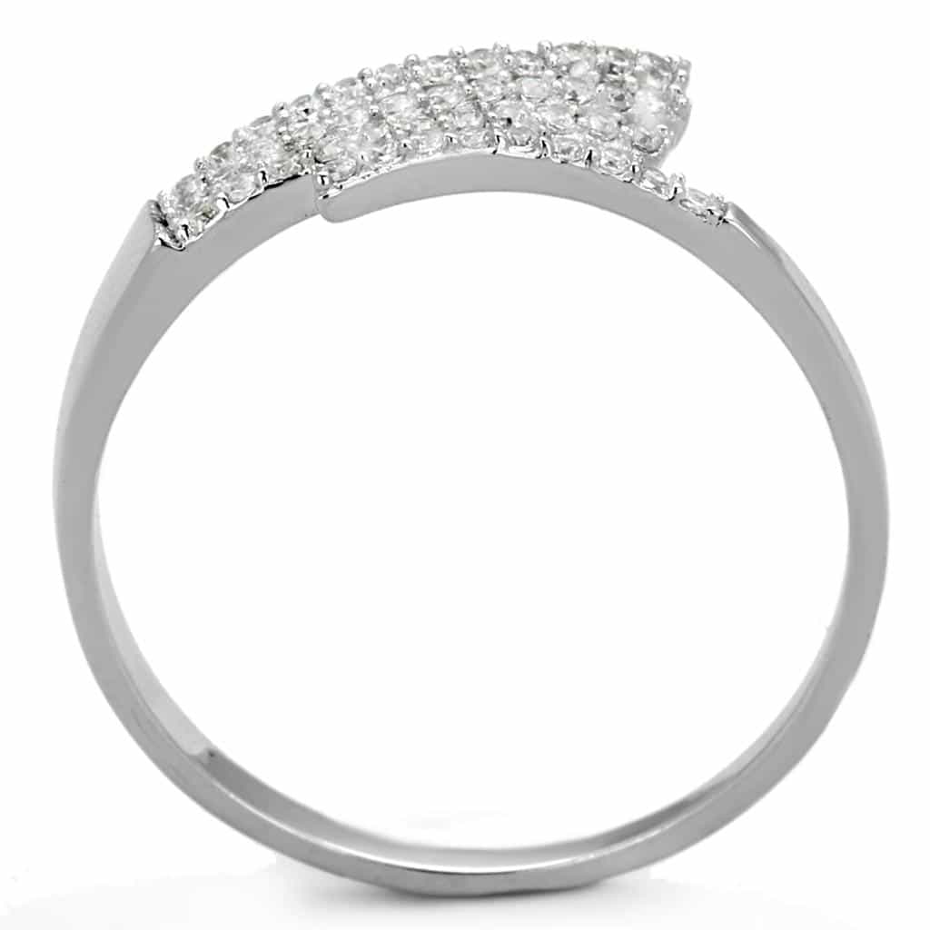 Sterling Silver CZ Pave Triple Row Diagonal Wide Ring view 8