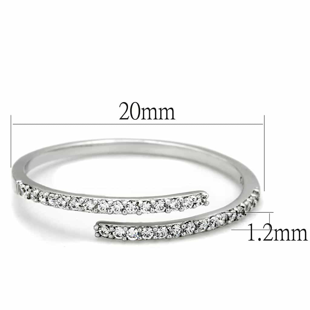 Sterling Silver CZ Pave Half Eternity Open Thin Ring view 2