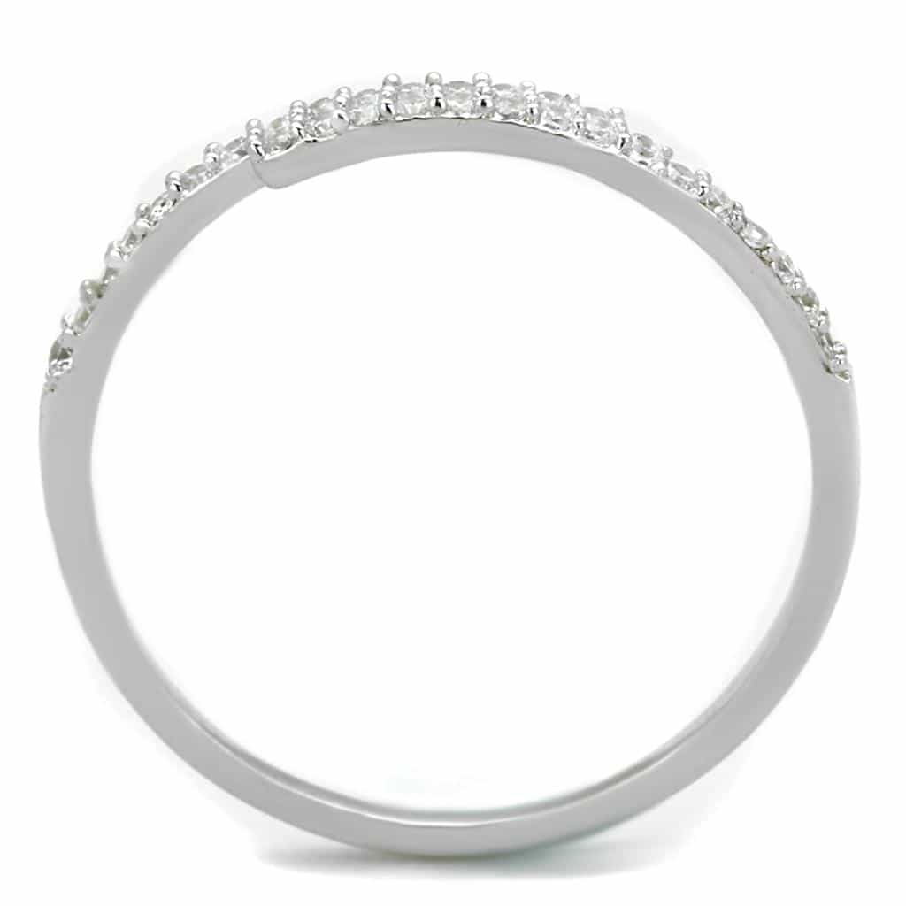 Sterling Silver CZ Pave Half Eternity Open Thin Ring view 8