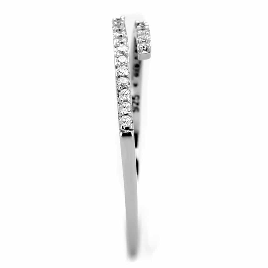 Sterling Silver CZ Pave Half Eternity Open Thin Ring view 4