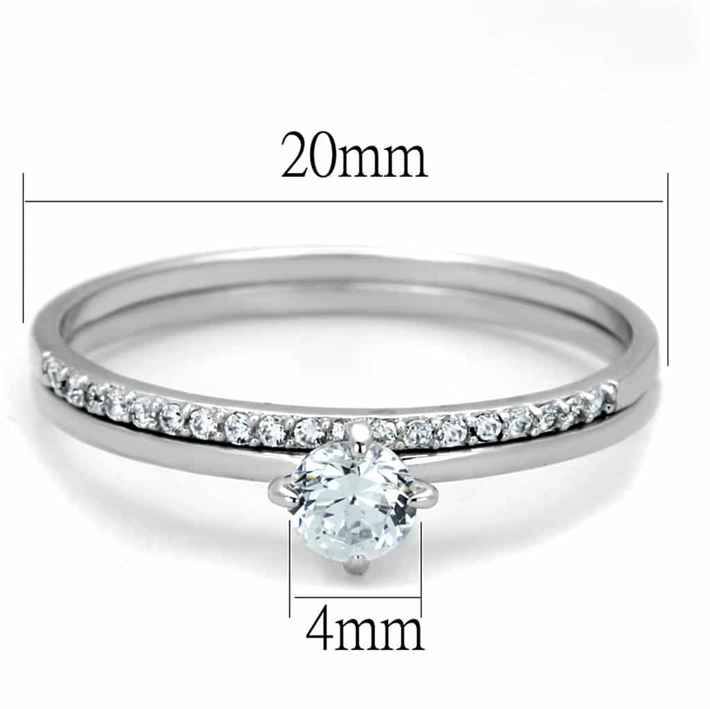 Sterling Silver CZ Round Solitaire Pave Bridal Set Thin Ring view 7