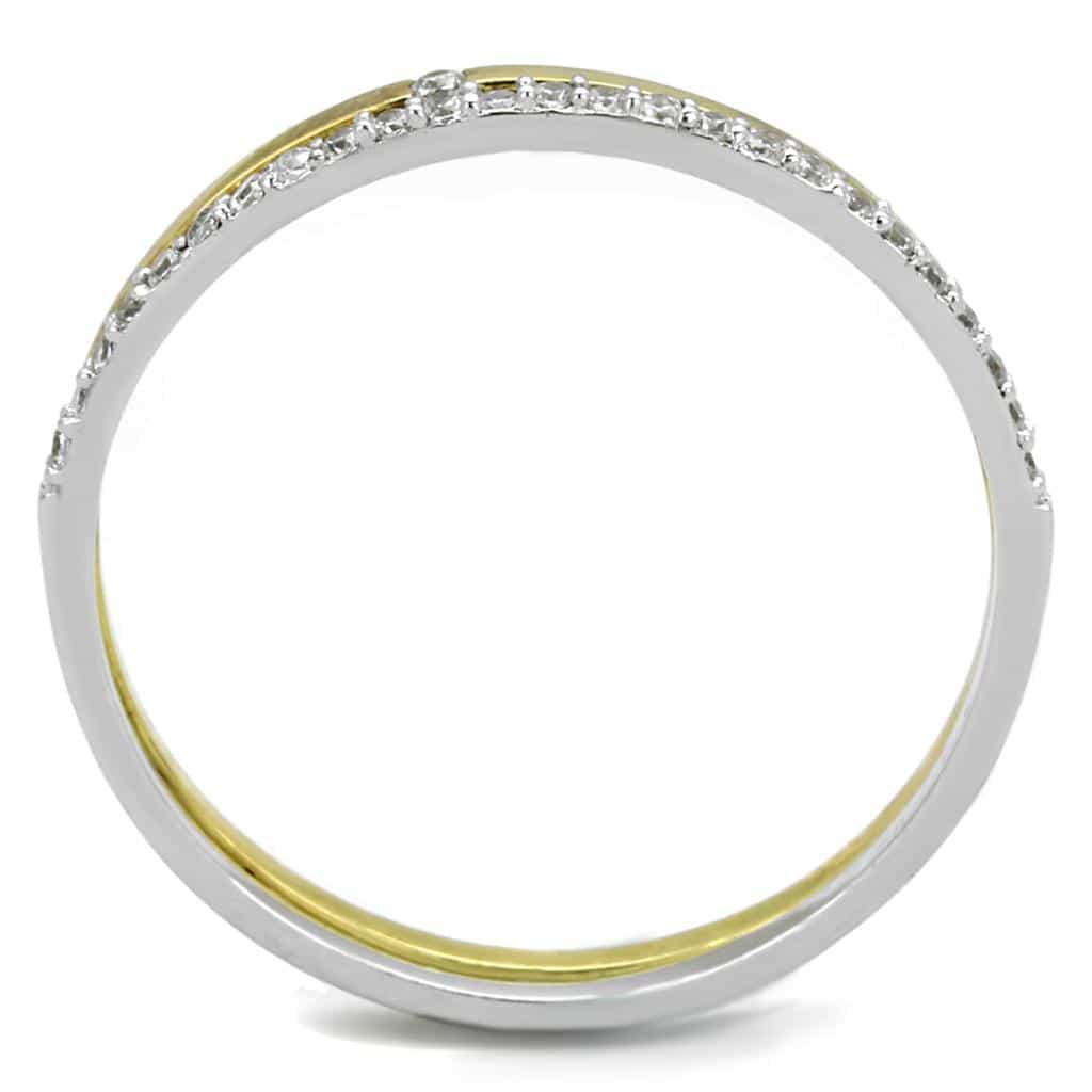 Sterling Silver Gold Two Tone CZ Pave Eternity Bridal Set Ring view 3