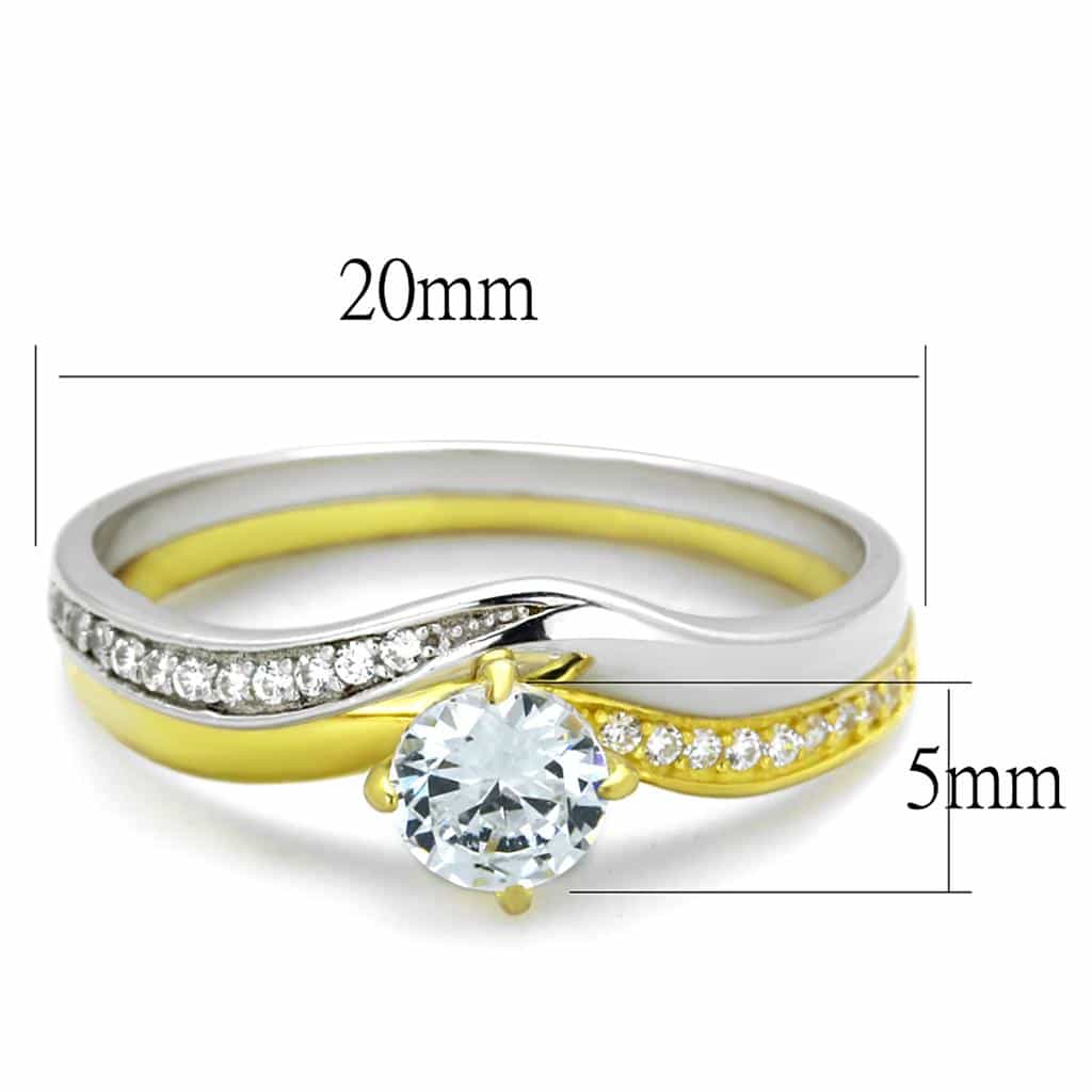 Sterling Silver Gold Two Tone CZ Round Pave Bridal Set Ring view 2