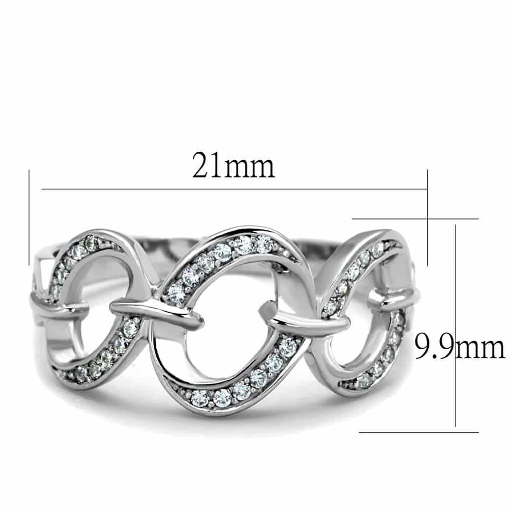 Sterling Silver CZ Pave Infinity Chain Link Ring view 7