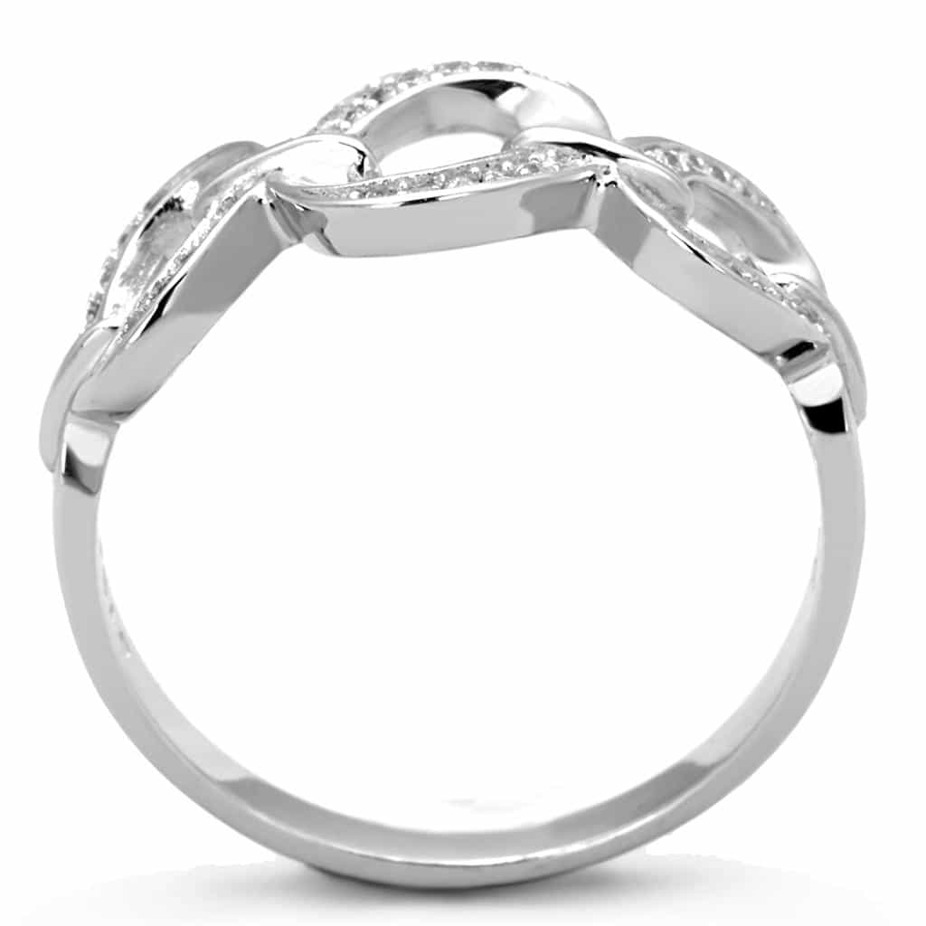 Sterling Silver CZ Pave Infinity Chain Link Ring view 3