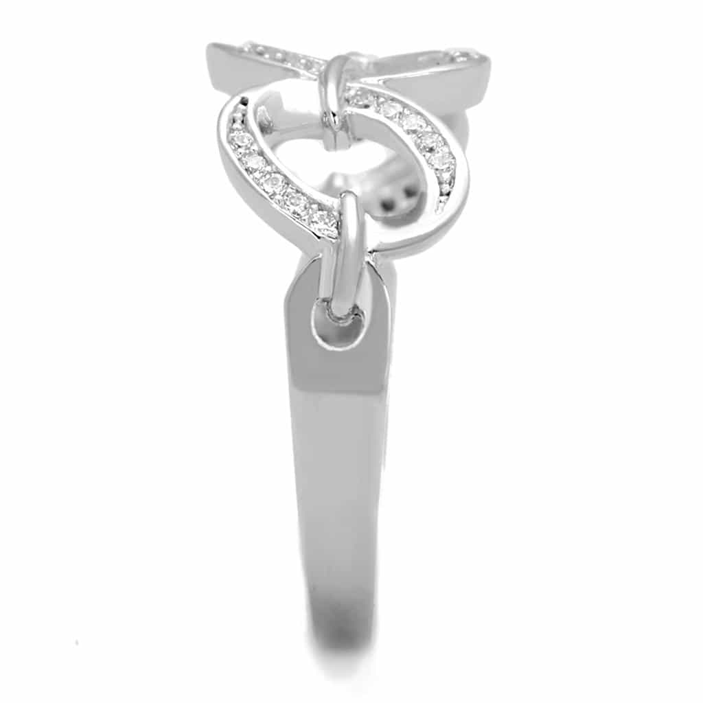 Sterling Silver CZ Pave Infinity Chain Link Ring view 4
