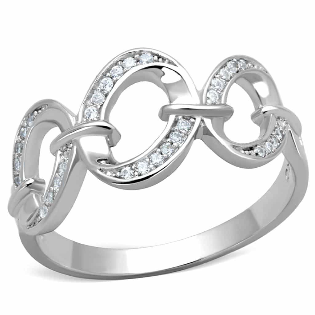 Sterling Silver CZ Pave Infinity Chain Link Ring view 10