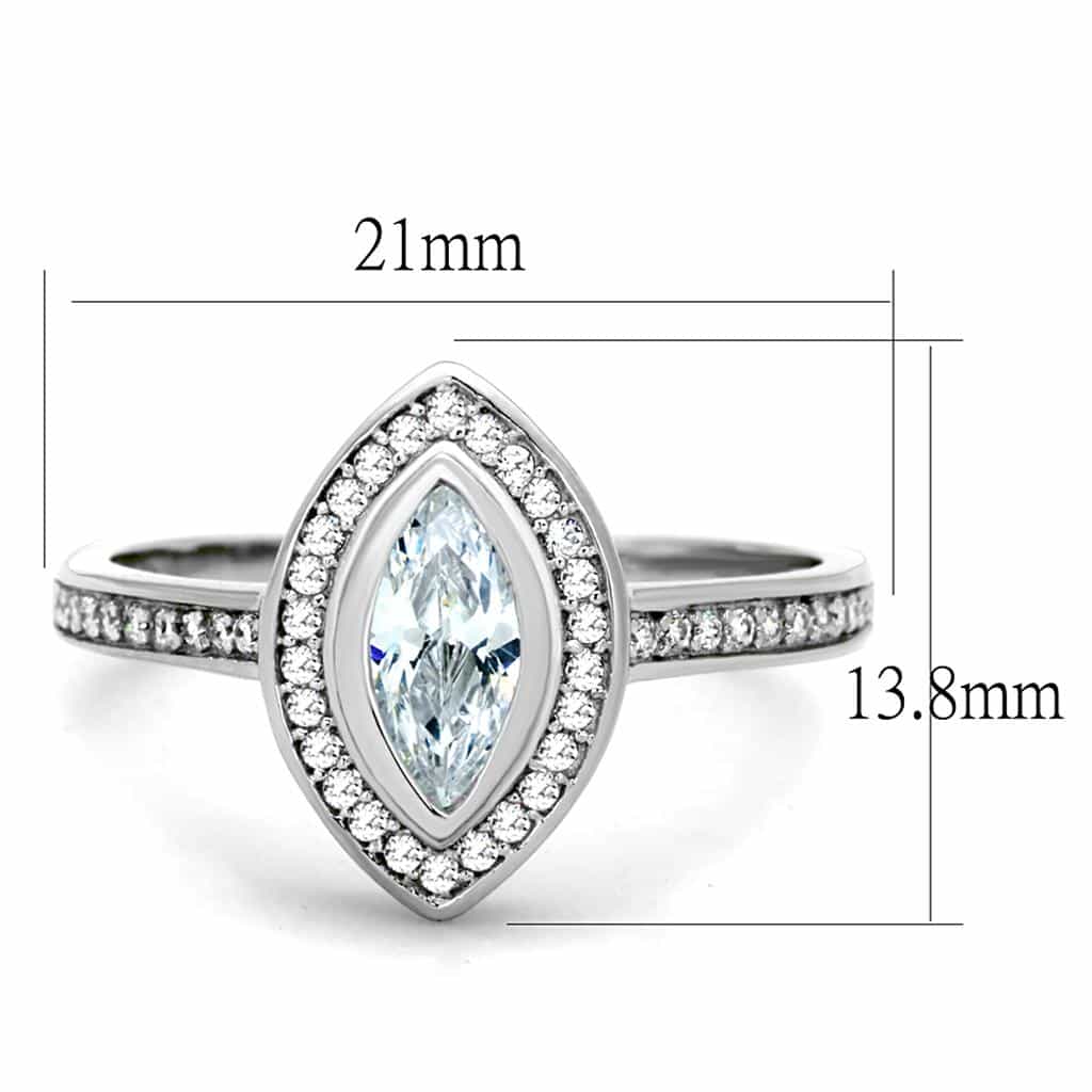 Sterling Silver CZ Marquise Halo Pave Ring view 7
