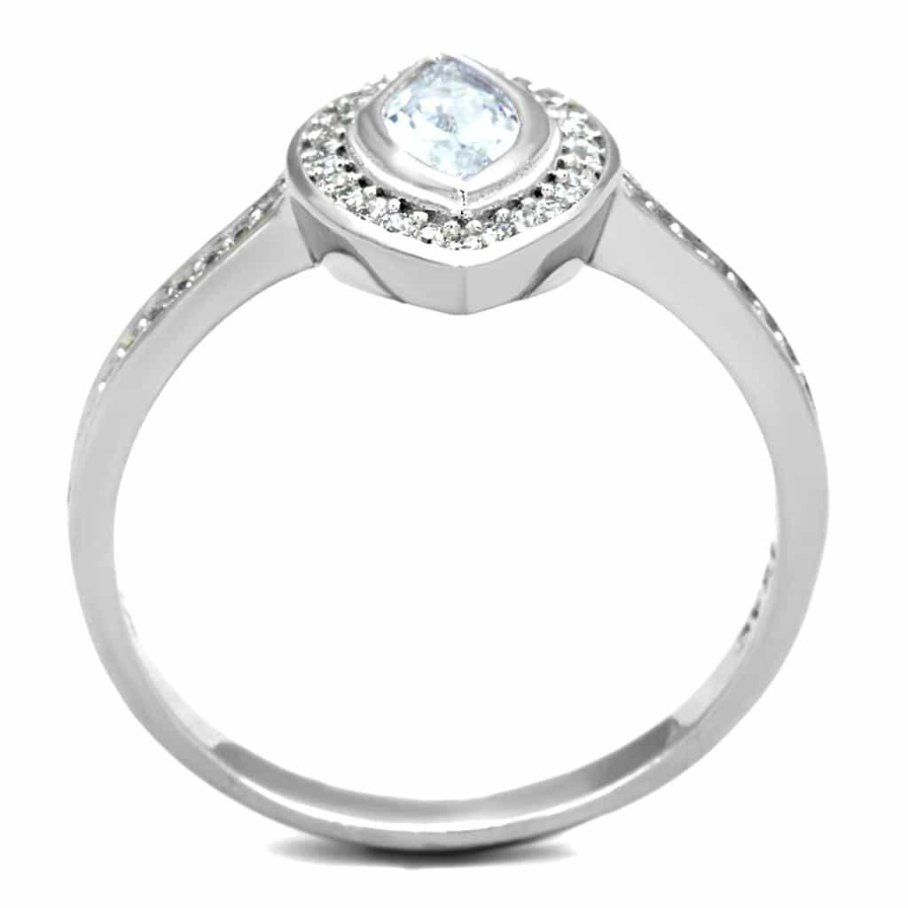 Sterling Silver CZ Marquise Halo Pave Ring view 8