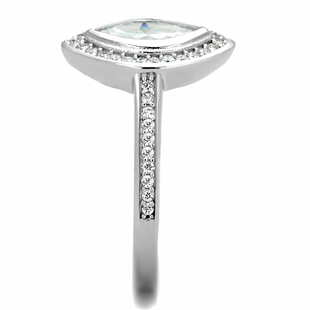 Sterling Silver CZ Marquise Halo Pave Ring view 9