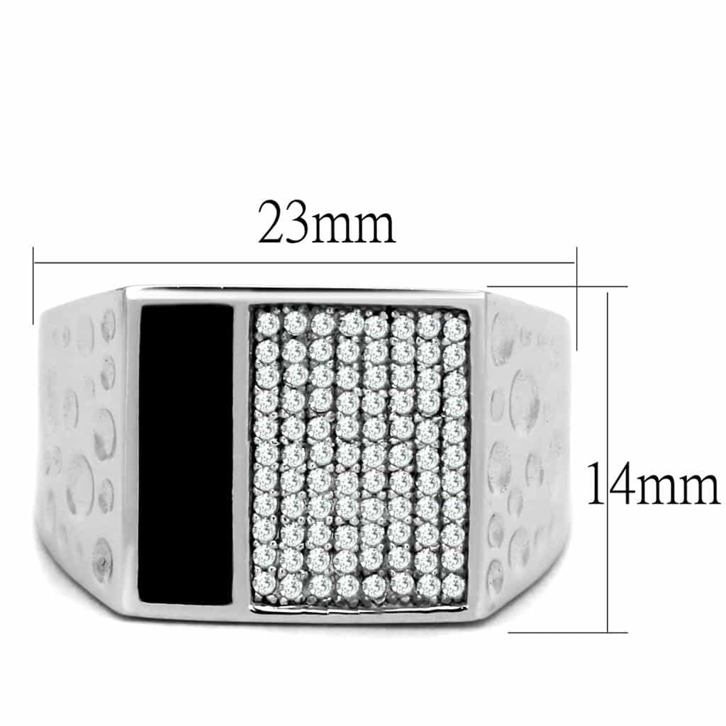 Sterling Silver CZ Pave Grid Square Signet Ring view 7