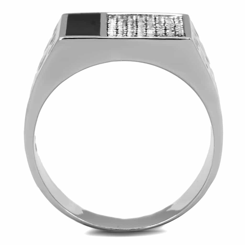 Sterling Silver CZ Pave Grid Square Signet Ring view 8