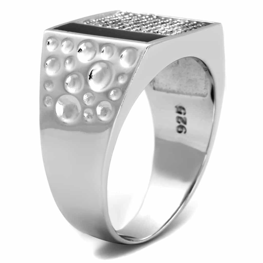 Sterling Silver CZ Pave Grid Square Signet Ring view 9