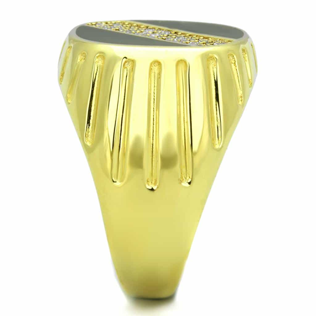 Sterling Silver Gold Two Tone Black Onyx CZ Diagonal Signet Ring view 9