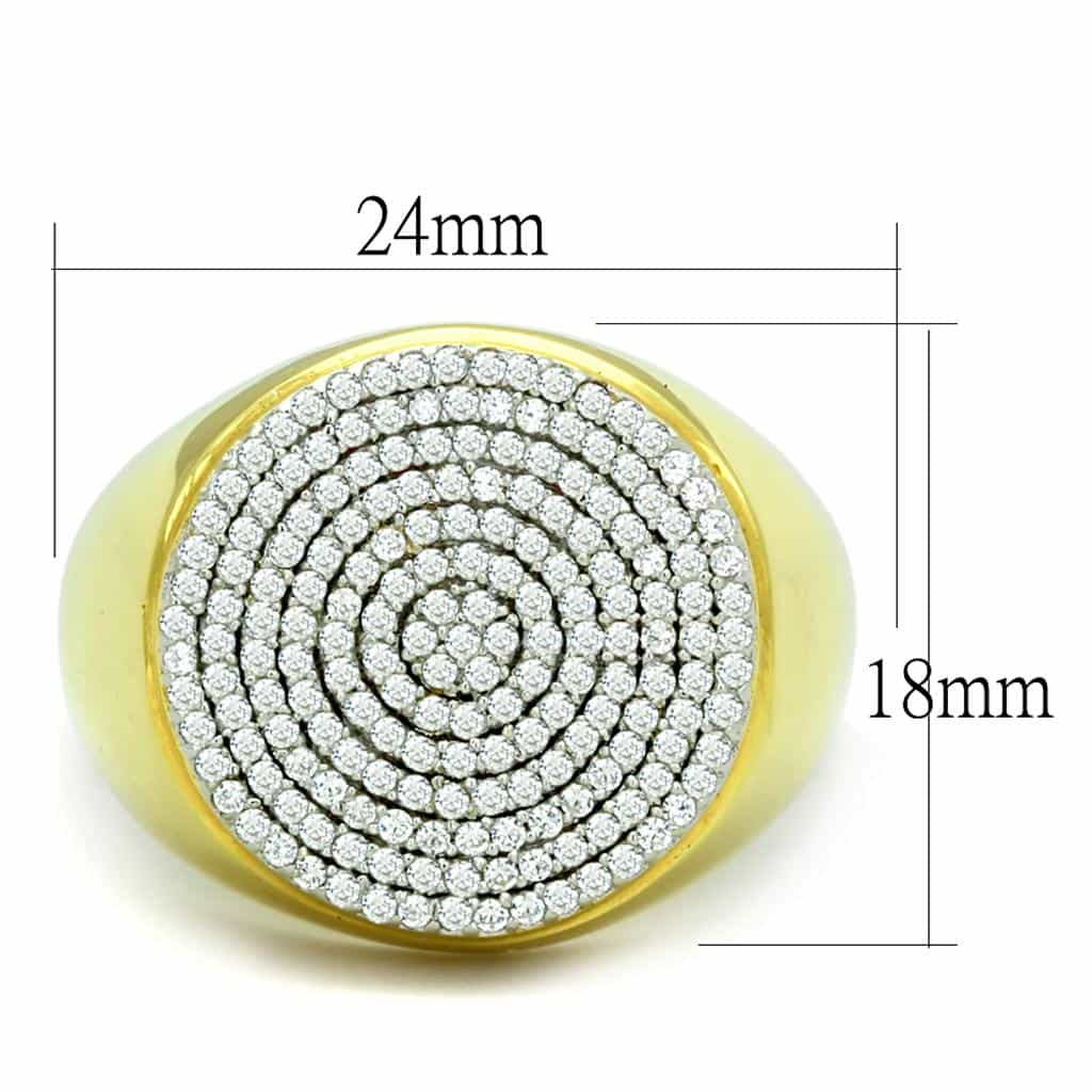 Sterling Silver Gold Two Tone CZ Pave Round Concentric Ring view 2