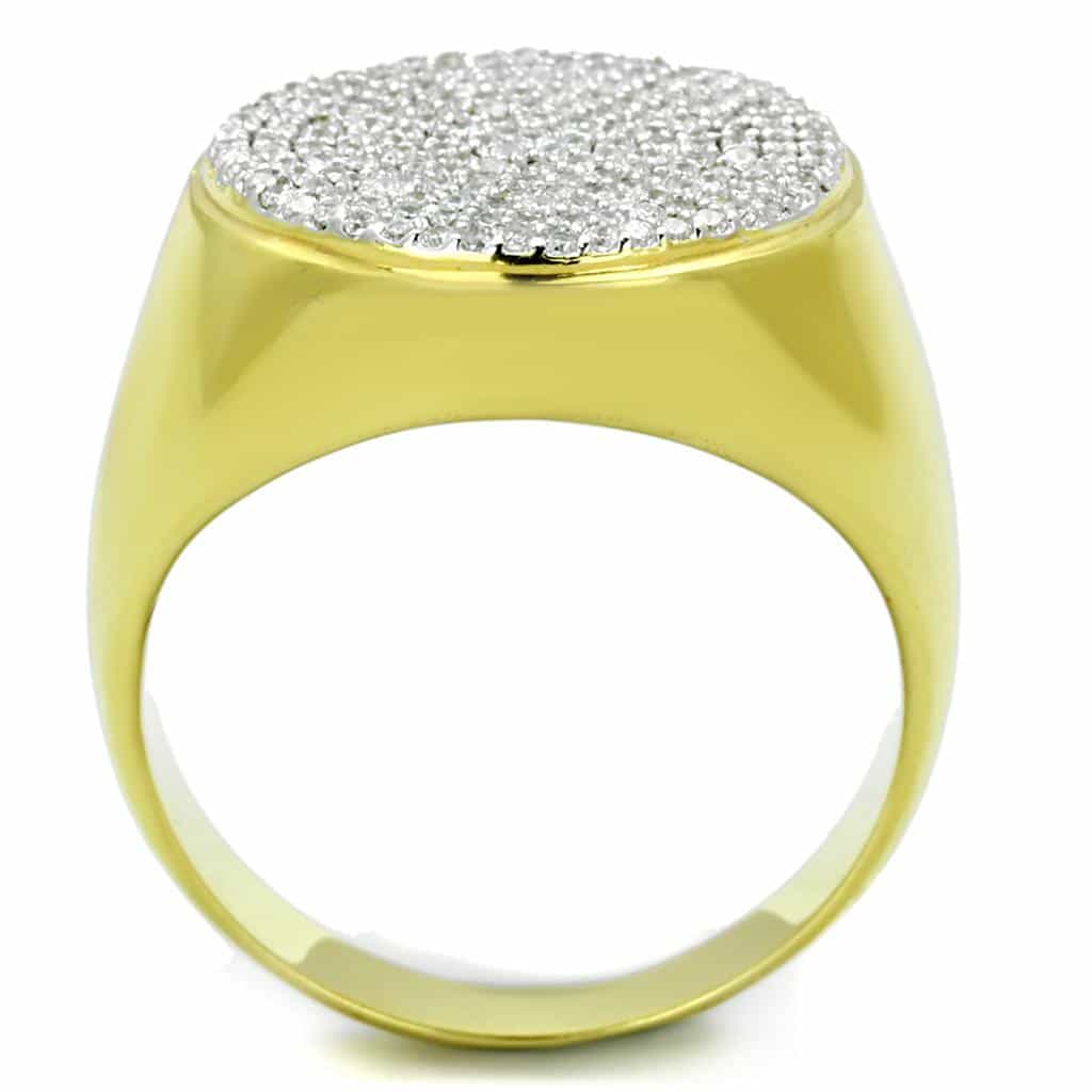 Sterling Silver Gold Two Tone CZ Pave Round Concentric Ring view 3