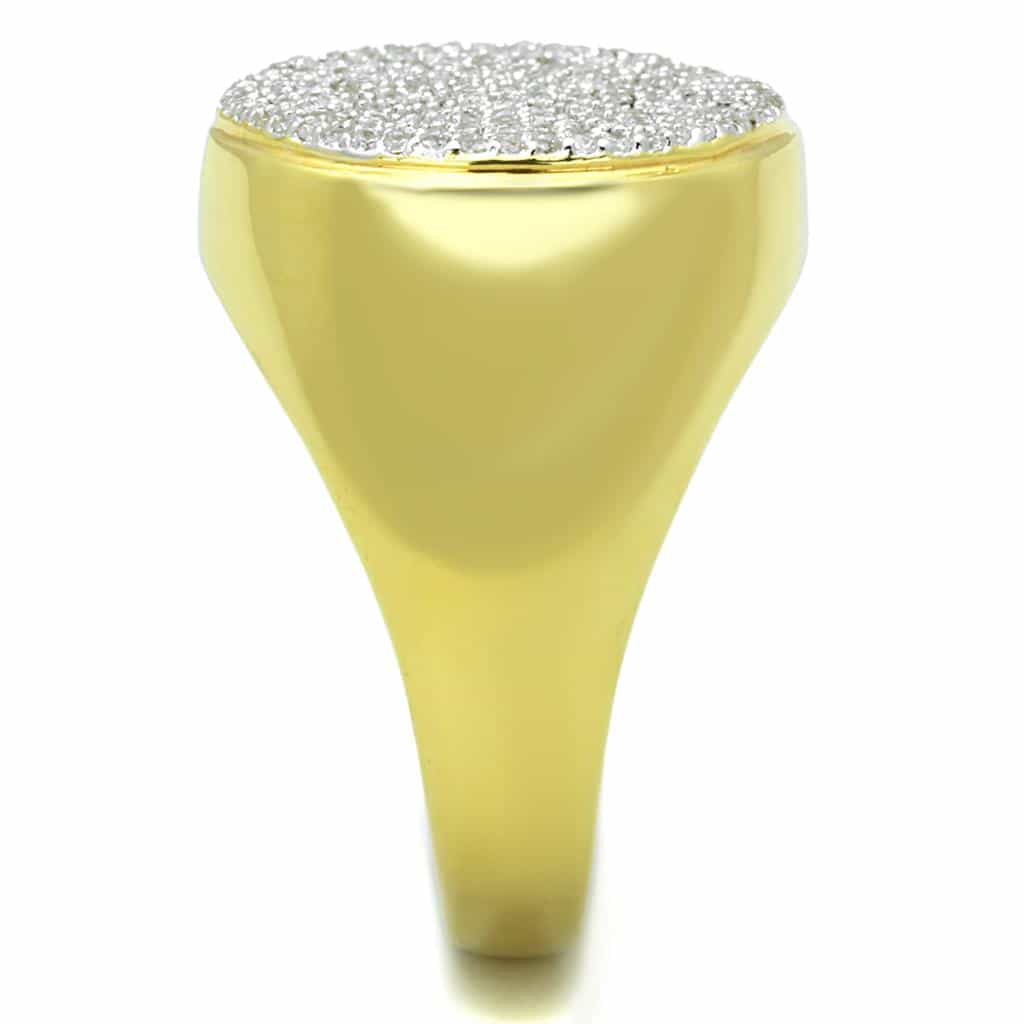 Sterling Silver Gold Two Tone CZ Pave Round Concentric Ring view 4