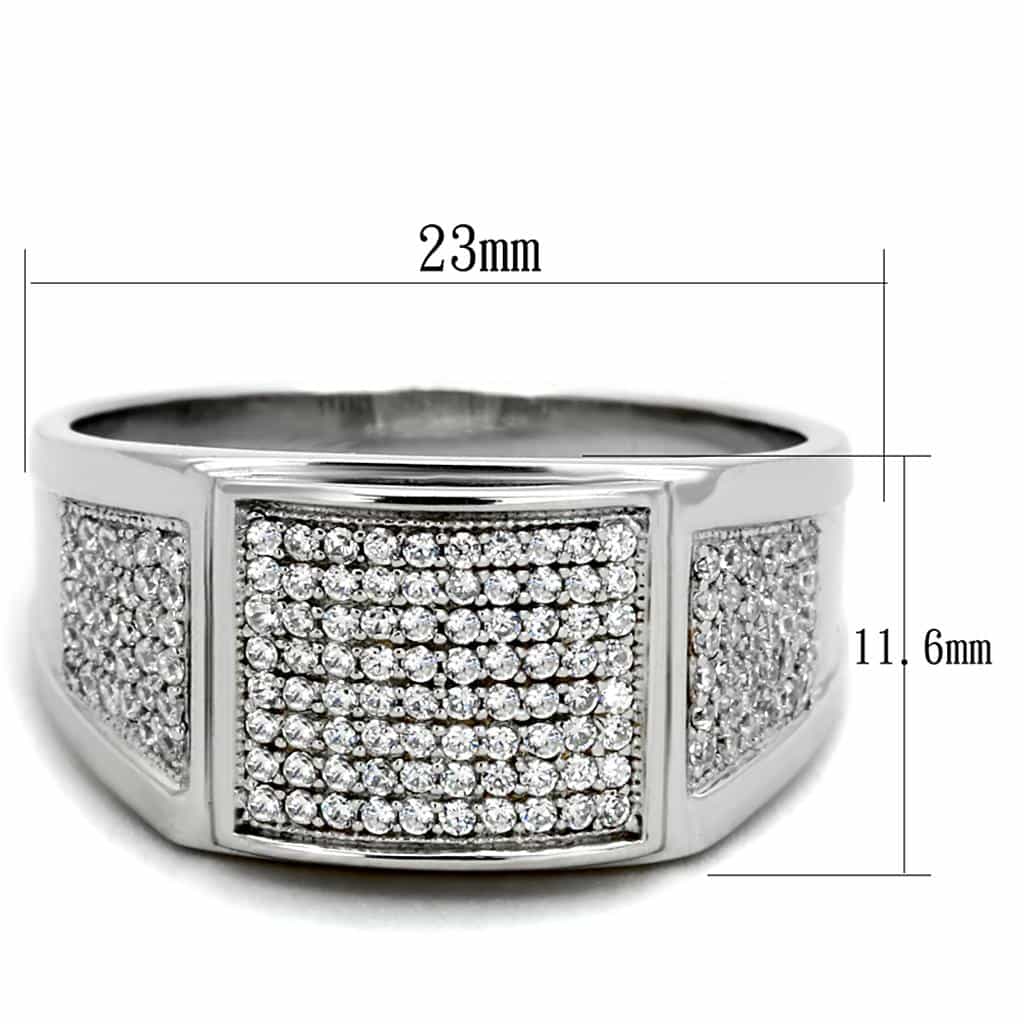 Sterling Silver CZ Pave Multi Row Wide Band Ring view 7