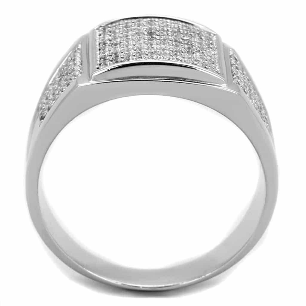 Sterling Silver CZ Pave Multi Row Wide Band Ring view 8