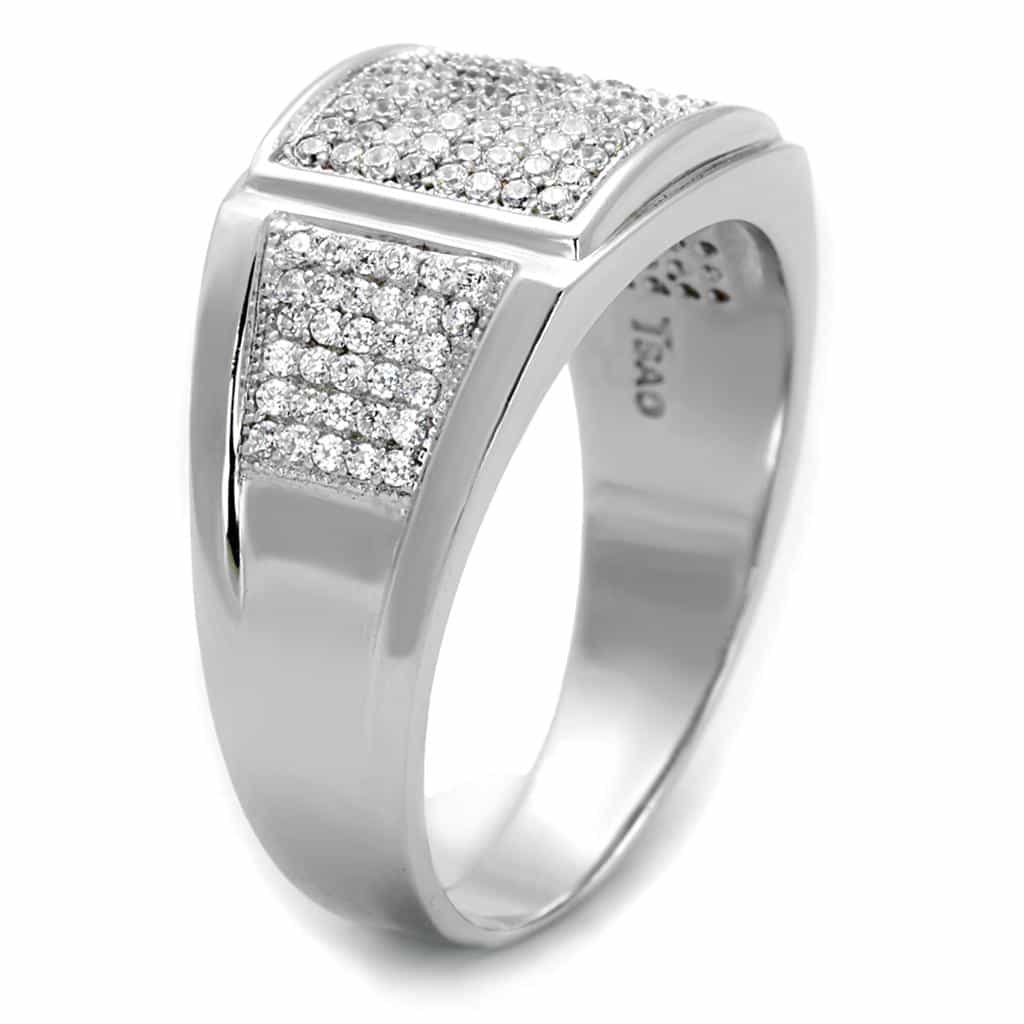 Sterling Silver CZ Pave Multi Row Wide Band Ring view 9