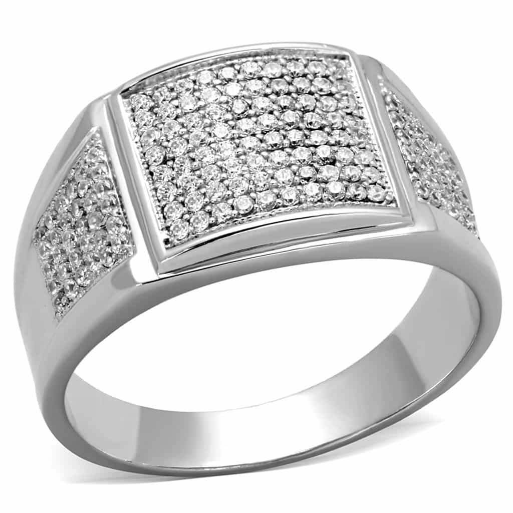 Sterling Silver CZ Pave Multi Row Wide Band Ring view 10