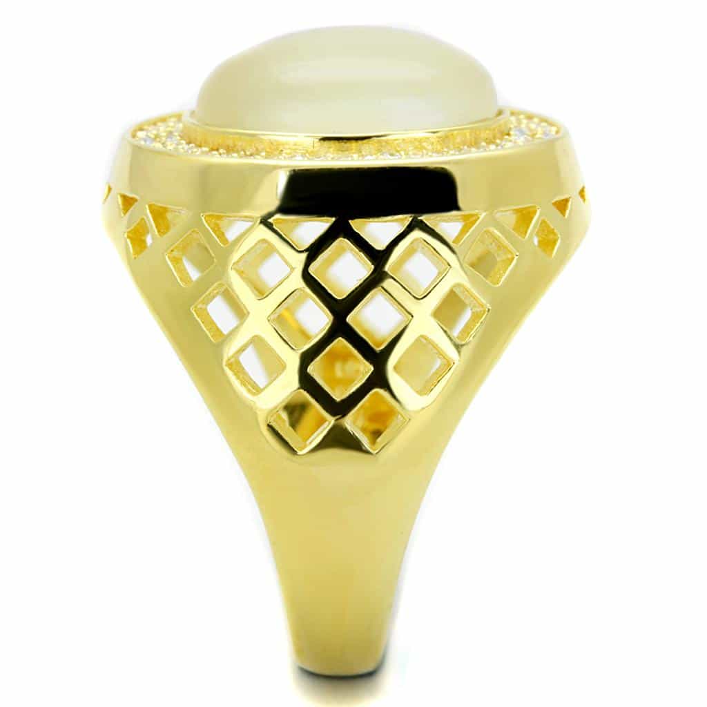 Sterling Silver Gold Two Tone Cats Eye CZ Lattice Oval Ring view 9