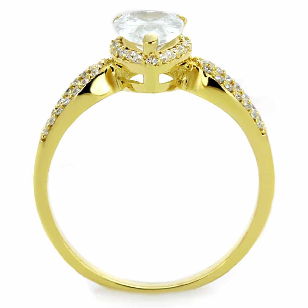 Sterling Silver Gold Two Tone CZ Oval Halo Infinity Ring view 3