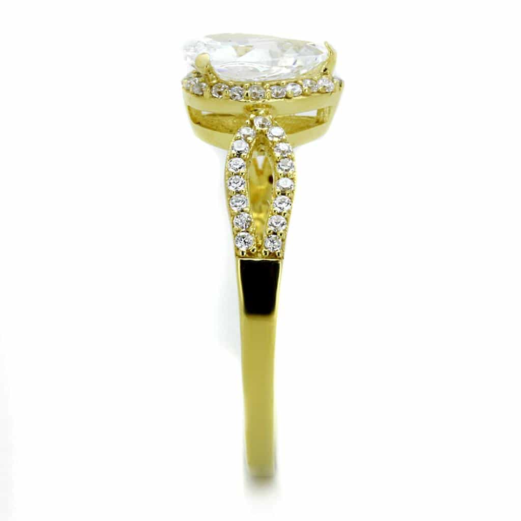 Sterling Silver Gold Two Tone CZ Oval Halo Infinity Ring view 4