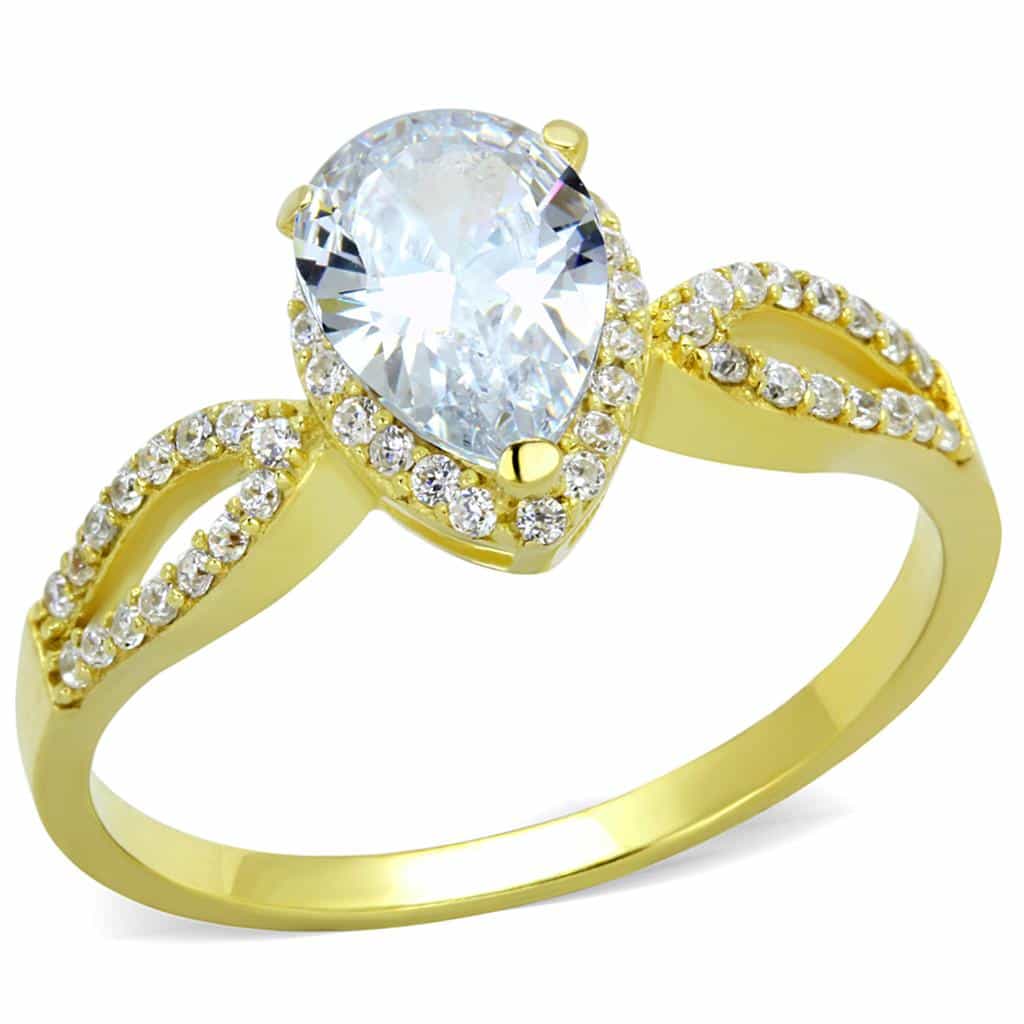 Sterling Silver Gold Two Tone CZ Oval Halo Infinity Ring view 5