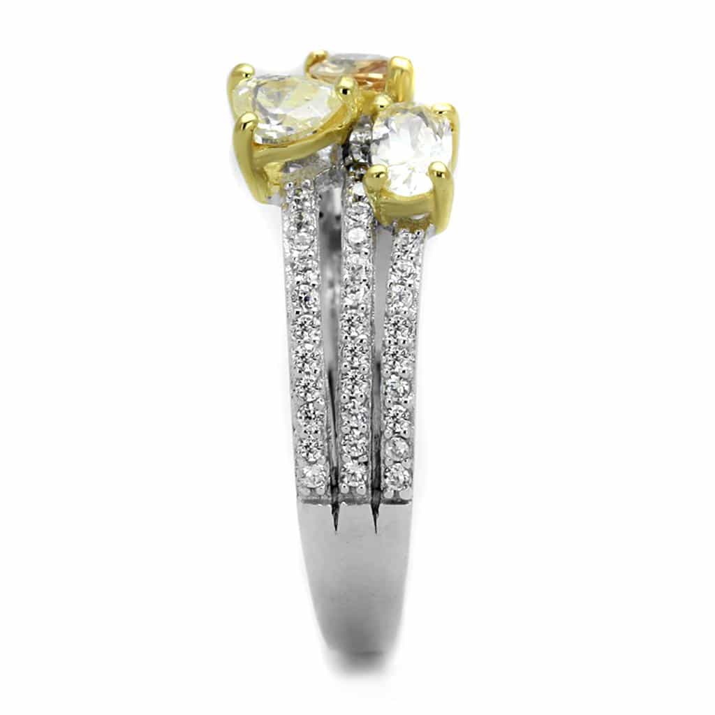 Sterling Silver Gold Two Tone Champagne CZ Heart Pear Split Ring view 9