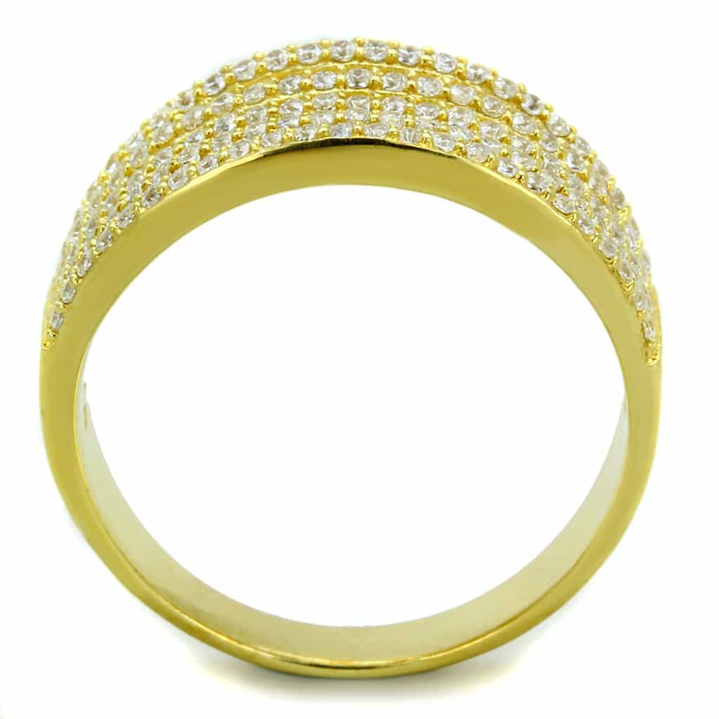 Sterling Silver Gold Two Tone CZ Multi Row Pave Wide Ring view 8
